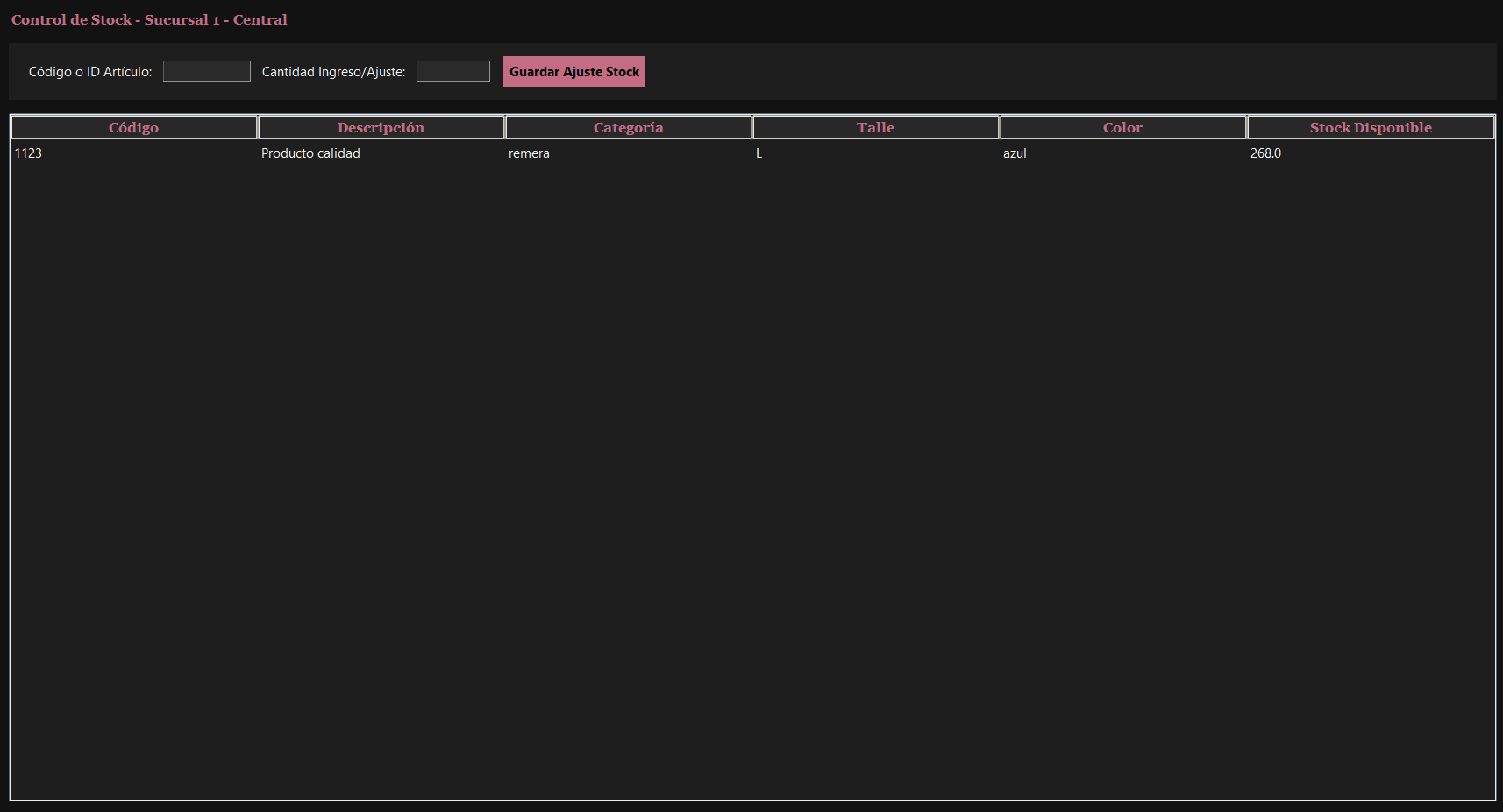 Control de stock por sucursal